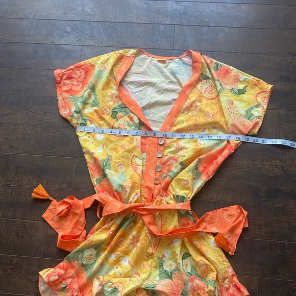 Agua  Bendita Floral  print V neck Romper - Picture 7 of 13